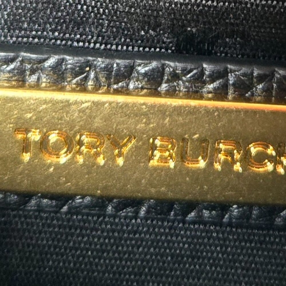 Tory Burch Britten Combo Crossbody Shoulder Bag Black Pebbled Leather Gold Chain - Picture 10 of 10